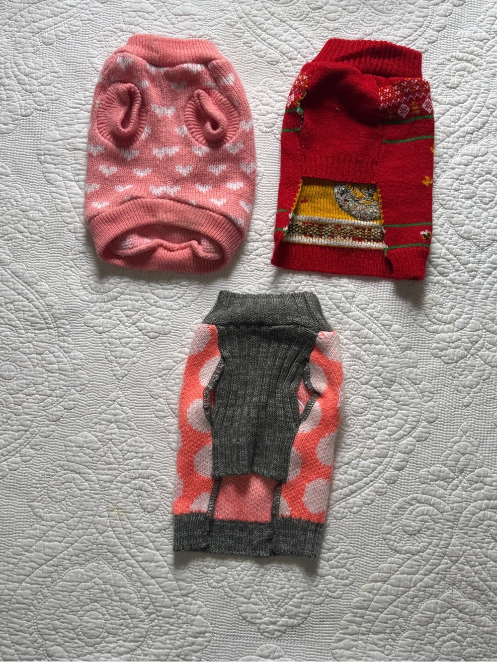 Cozy Pink Heart Knit Dog Sweater - Unbranded